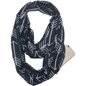 Multi-functie mode zip Pocket design sjaal (zwart witte pijl)
