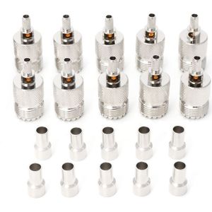 10 sets UHF Female Jack crimped RF connector coaxiale adapter