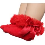 3 paar Bow Lace sokken Baby katoen Ankle sokken  maat: S (rood)