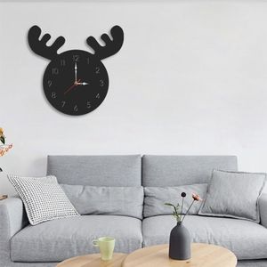 Herten hoofd patroon creatieve woonkamer decoratieve Wandklok (zwart)