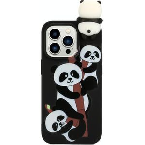 Voor iPhone 14 Pro Max Schokbestendig Cartoon TPU-telefoonhoesje (drie panda's)