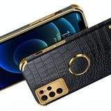 Voor Samsung Galaxy S23 Ultra 5G 6D Electroplating Crocodile Texture Telefoonhoesje met houder
