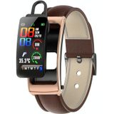 K20 1 14 inch lederen band oortelefoon afneembaar leven waterdicht smartwatch ondersteuning Bluetooth-oproep