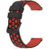 Voor Garmin Forerunner 55 20 mm tweekleurige poreuze siliconen horlogeband (zwart + rood)
