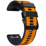 Voor Garmin Fenix 6X 22mm siliconen sport tweekleurige horlogeband (oranje + zwart)