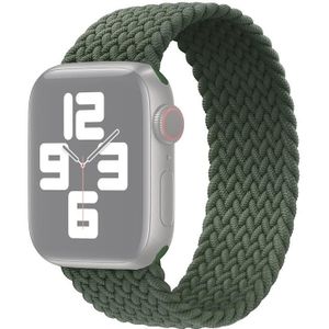 Metalen hoofd gevlochten nylon effen kleurvervanging riem horlogeband voor Apple Watch Series 6 & SE & 5 & 4 44mm / 3 & 2 & 1 42mm  maat: XS 135mm (donkere olijfgroen)