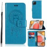 Voor Samsung Galaxy A42 5G Wind Chime Owl Embossing Pattern Horizontale Flip Lederen Case  met Holder & Card Slots & Wallet(Blue)