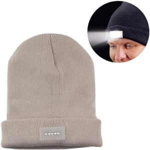 Unisex warme winter Polyacrylonitril brei Hat volwassen hoofd Cap met 5 LED licht (beige)