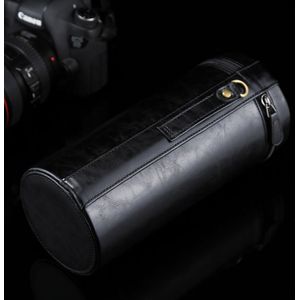 Extra grote Lens hoes met rits PU leder Pouch vak voor DSLR cameralens  maat: 24.5*10.5*10.5cm(Black)