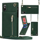 Cross-body rits vierkante TPU + PU achterkant case met houder & kaart slots & portemonnee & riem voor iPhone XS max