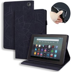 Voor Amazon Kindle Fire 7 2022 Calf Textuur Relif Flip Lederen Tablet Case(Zwart)