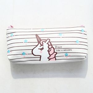 2 PC'S leuke cartoon dierlijke Unicorn patroon potlood gevallen kawaii canvas school benodigdheden briefpapier potlood geval vak (wit)