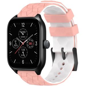 Voor Amazfit GTS 4 20 mm voetbaltextuur tweekleurige siliconen horlogeband (roze + wit)