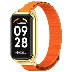 Voor Redmi Band 2 Mijobs metalen omhulsel nylon ademende horlogeband (oranje goud)
