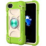 Shockproof Silicone + PC Protective Case with Dual-Ring Holder For iPhone 6/6s/7/8/SE 2020(Guava)