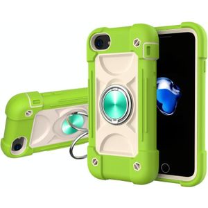 Shockproof Silicone + PC Protective Case with Dual-Ring Holder For iPhone 6/6s/7/8/SE 2020(Guava)