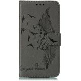 Feather patroon Litchi textuur horizontale Flip lederen draagtas met portemonnee & houder & kaartsleuven voor iPhone XS/X (grijs)