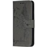 Feather patroon Litchi textuur horizontale Flip lederen draagtas met portemonnee & houder & kaartsleuven voor iPhone XS/X (grijs)