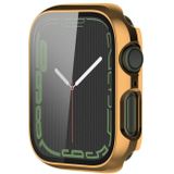 Electroplating Shockproof PC Protective Case with Tempered Glass Film For Apple Watch Series 7 45mm(Gold)