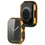 Electroplating Shockproof PC Protective Case with Tempered Glass Film For Apple Watch Series 7 45mm(Gold)