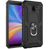 Armor schokbestendige TPU + PC beschermhoes voor Galaxy J6 Plus  met 360 graden rotatie houder (zwart)