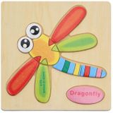 10 stks Kinderen Educatief speelgoed Houten Cartoon Jigsaw Puzzle (Dragonfly)
