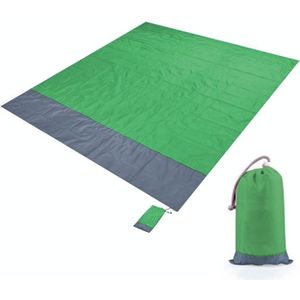 Polyester waterdichte plaid doek zak picknick mat outdoor camping strand mat  grootte: 2 1 x 2 m (groen + grijs)