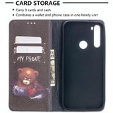 Voor Xiaomi Redmi Note 8T Gekleurd tekenpatroon Onzichtbaar magnetisch horizontaal flip pu lederen hoesje met houder & kaartslots & portemonnee(Beer)