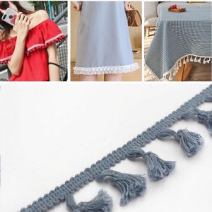 25 Meter 4 5cm Cotton Thread Bezem Lace Ribbon Tassel Etnische Voor Craft DIY Gordijn Home Decoratieve Kleding Naaien Accessoires (Grijs)