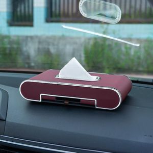 Auto Dashboard Diamond Papieren Handdoeken Doos met Tijdelijke Parkeren Telefoonnummer Kaart & Telefoon Houder (Wijnrood)