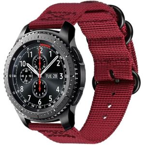 Voor Samsung Galaxy Watch Active 18mm S3 nylon drie-ring riem (wijn rood)