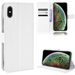 Diamond Texture Leather Phone Case For iPhone X / XS(White)
