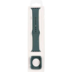 Siliconen vervangende riem watchband + horloge beschermhoes set voor Apple Watch Series 6 & se & 5 & 4 44mm / 3 & 2 & 1 42mm (pine naald groen)