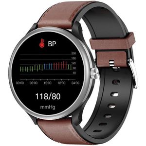 M3 1 28 inch TFT kleurscherm Smart horloge  ondersteuning Bluetooth -oproep/lichaamstemperatuurbewaking  stijl: bruin lederen band