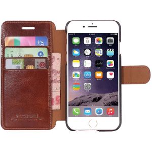 iPhone 6 & 6s horizontaal PU leren FLOVEME Flip Hoesje met opbergruimte voor pinpassen & geld (donker blauw)