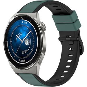 Voor Huawei Watch GT3 Pro 46 mm 22 mm tweekleurige siliconen horlogeband (olijfgroen + zwart)