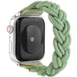 Elastische geweven horlogeband voor Apple Watch Series 6 & SE & 5 & 4 40mm / 3 & 2 & 1 38mm  Lengte:130mm(Groen)