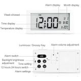 Automatische nachtlicht elektronische klok groot scherm verstelbare backlight wekker (Wit)