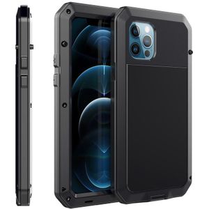 Schokbestendige waterdichte siliconen + zinklegering beschermhoes voor iPhone 12 Pro Max(Zwart)