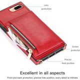 Vierkante rits portemonnee tas TPU +PU Back Cover Case met houder & kaartslots & portemonnee & cross-body riem voor iPhone 8 Plus / 7 Plus(Rose Glod)