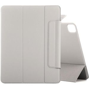 Horizontale Flip Ultra-dunne dubbelzijdige clip vaste gesp magnetische PU lederen case met drie-vouwen houder & slaap / Wake-up Functie Voor iPad Pro 12.9 inch (2020)(Grijs)