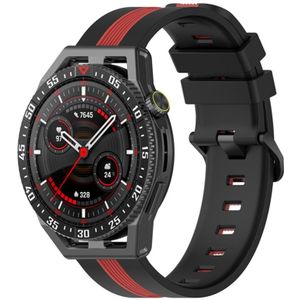 Voor Coros Apex 46 mm / Apex Pro / Ticwatch Pro 3 22 mm verticale tweekleurige siliconen horlogeband (zwart + rood)