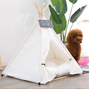 Pure witte huisdier tent nest voor kleine en middelgrote honden en katten opvouwbare speelhuisje  stijl: met kussen  grootte: medium 50  50  60cm