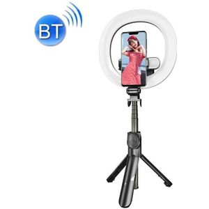 XT18S + Multifunctionele Bluetooth Draadloze LED Double Fill Light Live Tripod Mobiele Telefoon Selfie Stick (Zwart)