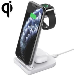 HQ-UD21 3 in 1 Opvouwbare mobiele telefoon Horloge Multifunctionele oplaadstandaard draadloze oplader voor iPhones & Apple Watch & Airpods (Wit)