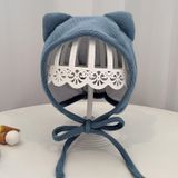 MZ9853 Baby Cartoon Animal Ears Shape Skullcap Cotton Keep Warm and Windproof Hat  Size: Geschikt voor 0-12 maanden  Style:Double Ears (Blauw)