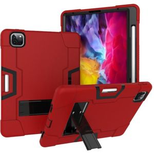 Voor iPad Pro 12.9 (2018) / (2020) Contrastkleur Siliconen + pc-beschermhoes met houder (rood + zwart)