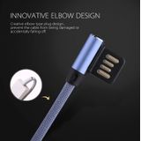 1m 2.4A Output USB naar USB-C / Type-C dubbele elleboog Design Nylon weven stijl Data Sync opladen kabel  voor Galaxy S8 & S8 PLUS / LG G6 / Huawei P10 & P10 Plus / Xiaomi Mi 6 & Max 2 en andere Smartphones(Blue)