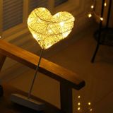Hart vorm rotan romantische vakantie LED licht met houder  warme Fairy decoratieve Lamp nachtlampje voor Kerstmis  bruiloft  slaapkamer (Warm wit)