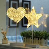 Hart vorm rotan romantische vakantie LED licht met houder  warme Fairy decoratieve Lamp nachtlampje voor Kerstmis  bruiloft  slaapkamer (Warm wit)